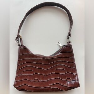 Elegant Brown Reptile-Embossed Women's Bag